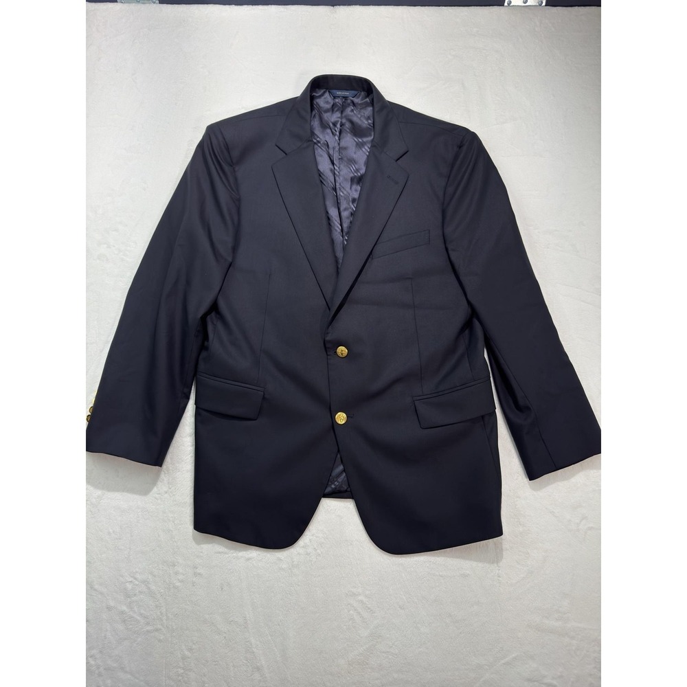 Brooks Brothers Blazer Mens 42 Short Blue Wool 2 Button 1818 Classic Italy